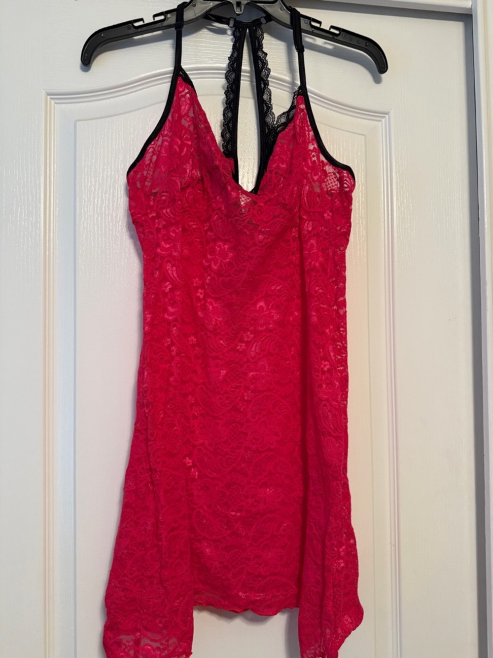 Xhilaration Hot Pink Lace Chemise with Black Trim